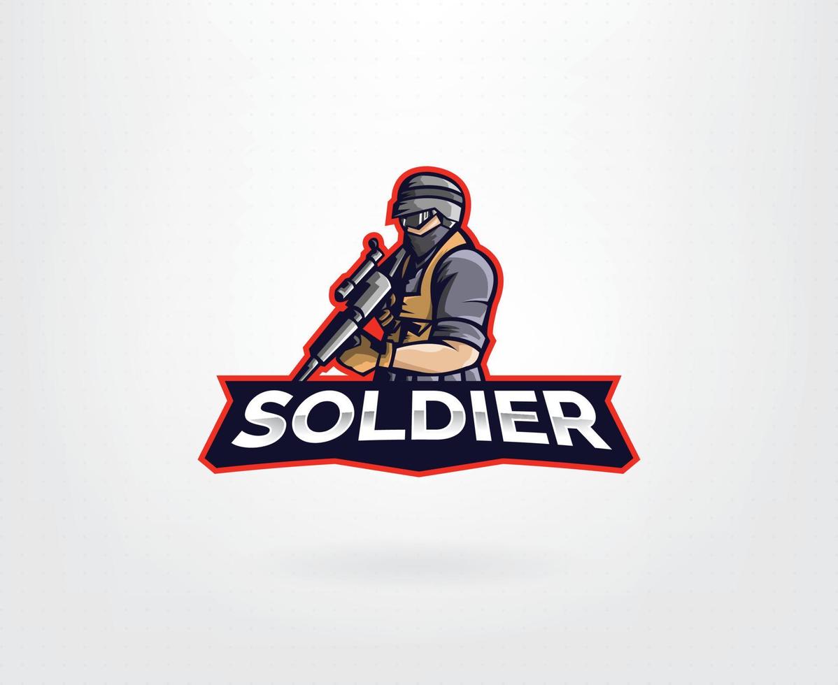 soldaat esports logo ontwerp vector