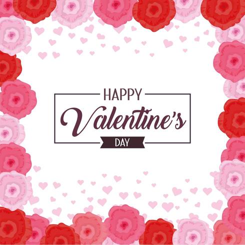 Happy Valentine&#39;s Day viering met bloemen vector