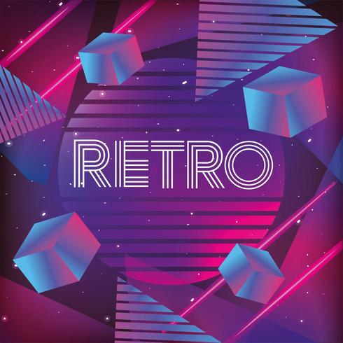 neon geometrische textuur en retro-stijl vector