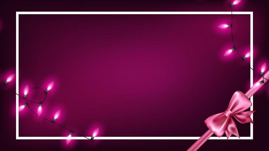 valentines frame met roze kerstverlichting vector