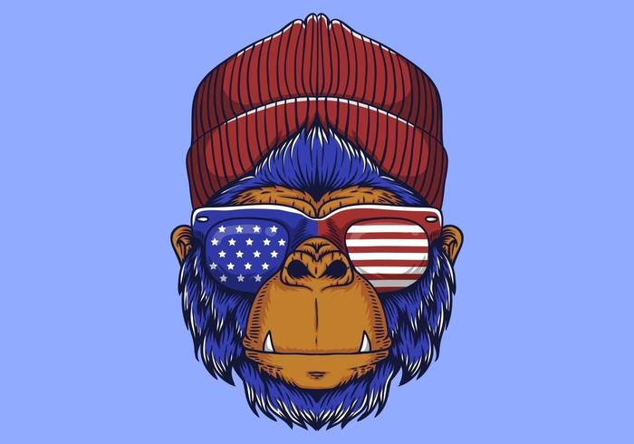 Gorilla hoofd Amerikaans thema vector