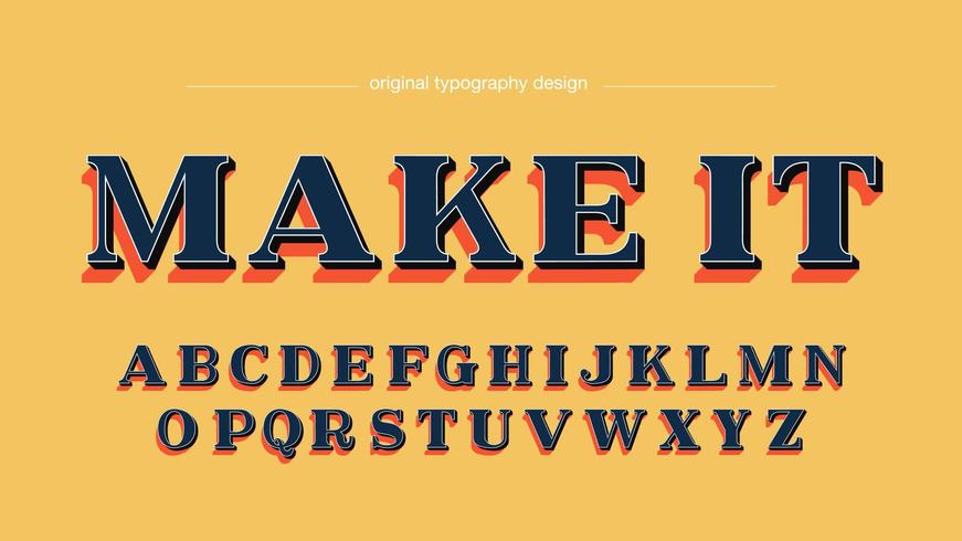 Vet 3D Serif Vintage artistiek lettertype vector
