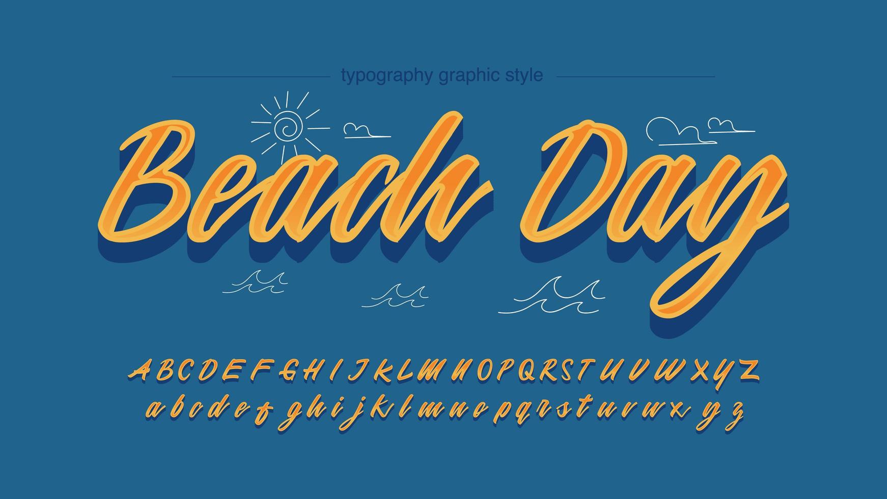 Oranje handgeschreven kalligrafie lettertype vector