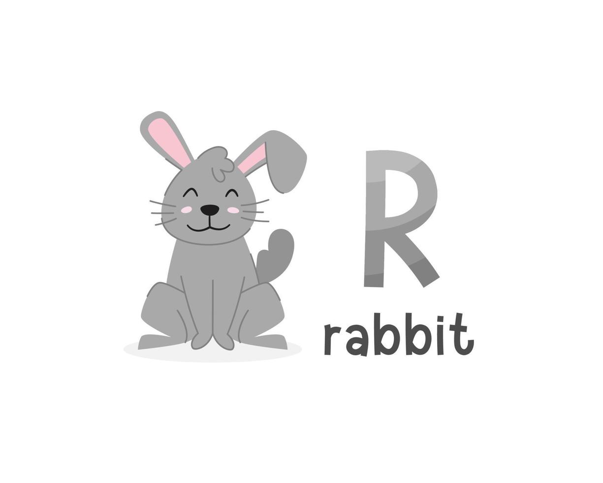 vectorillustratie van alfabet letter r en konijn vector