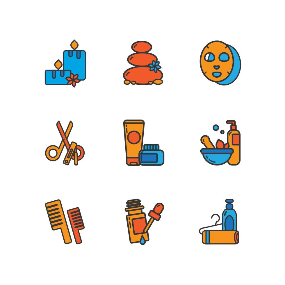 schoonheid huidverzorging lab icon set vector