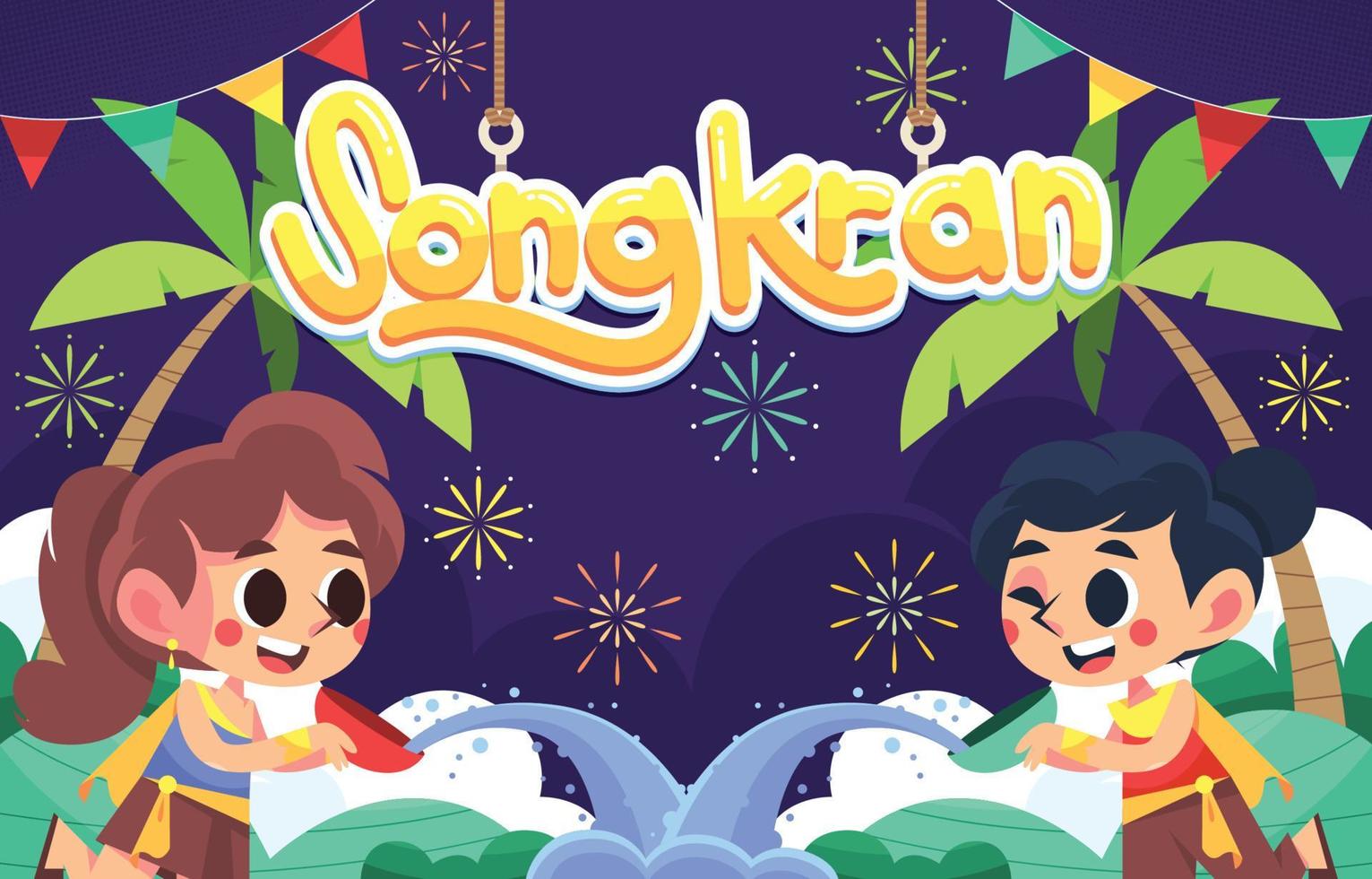 spelen met water tijdens songkran festival vector