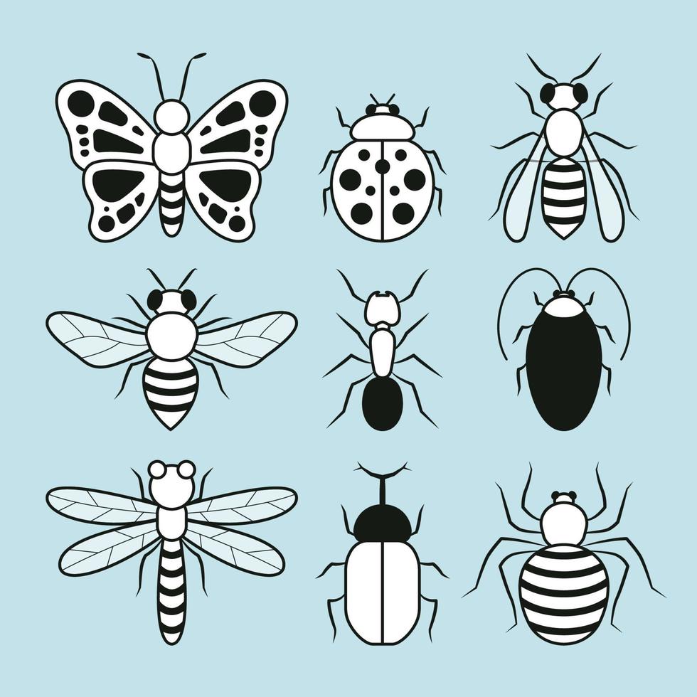 platte insectenpictogrammen vector