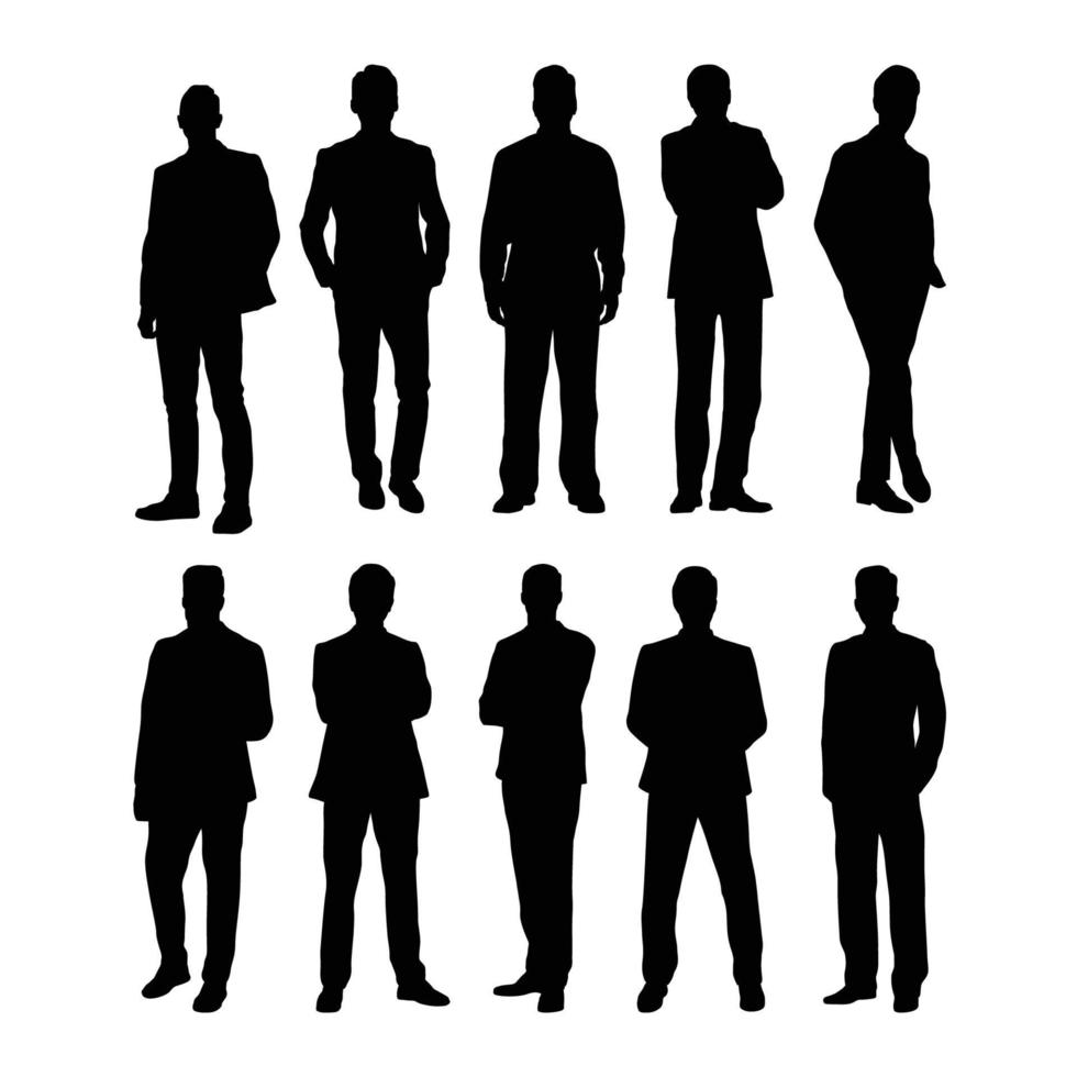 mannen zakelijke silhouetten in verschillende poses vector