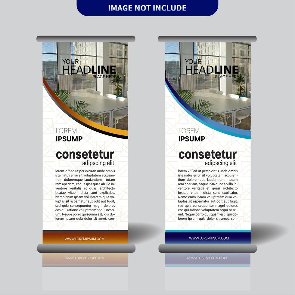 roll-up banner sjabloon met gebogen uitsparing voor afbeelding vector