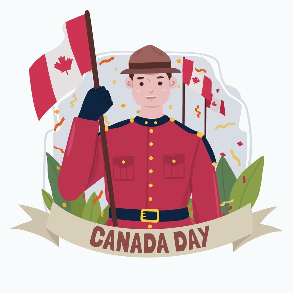 man viert canada day vector