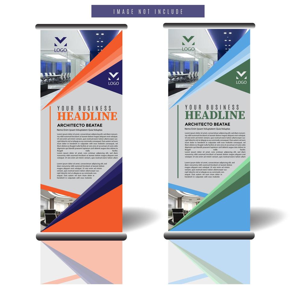 roll-up banner sjabloon met diagonale vorm ontwerp vector