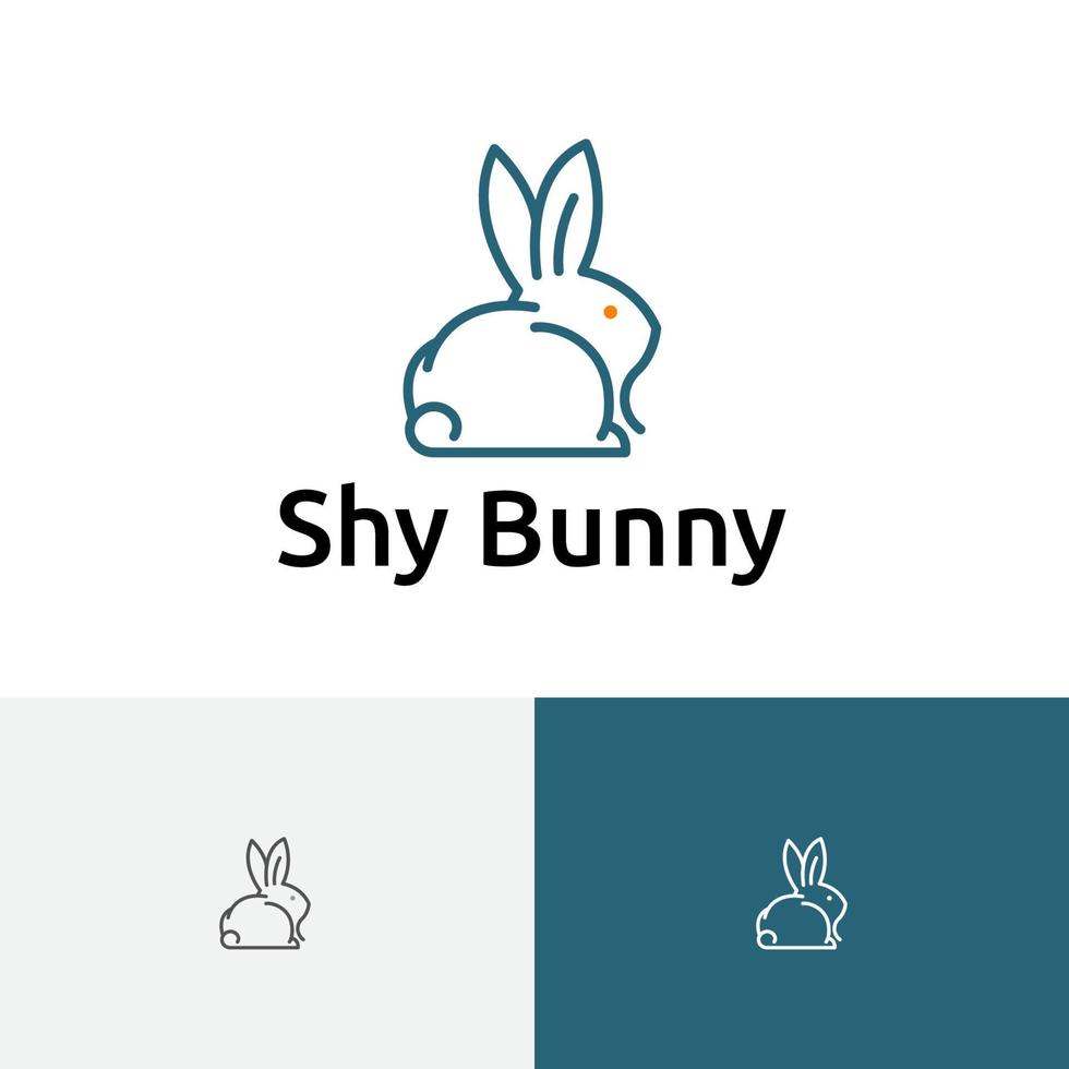 verlegen konijn konijn schattig dier monoline stijl logo vector