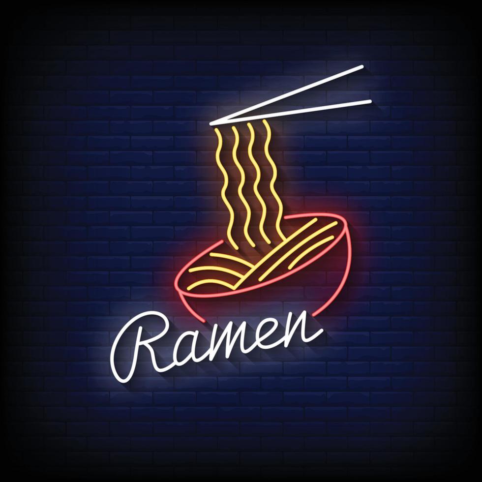 ramen neonreclames stijl tekst vector