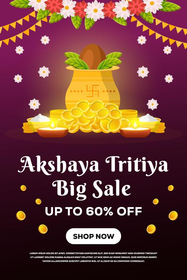 akshaya tritiya illustratie verticale verkoopbanner vector