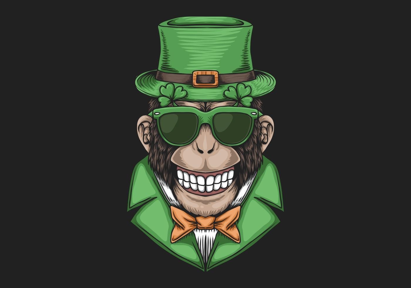 Monkey Head St. Patrick&#39;s Day-ontwerp vector