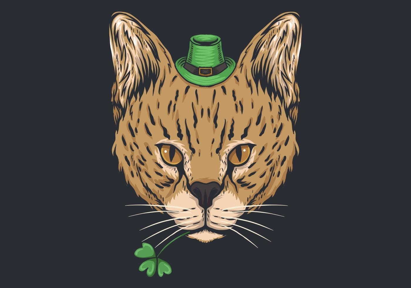 Wilde kat St. Patrick&#39;s dagontwerp vector