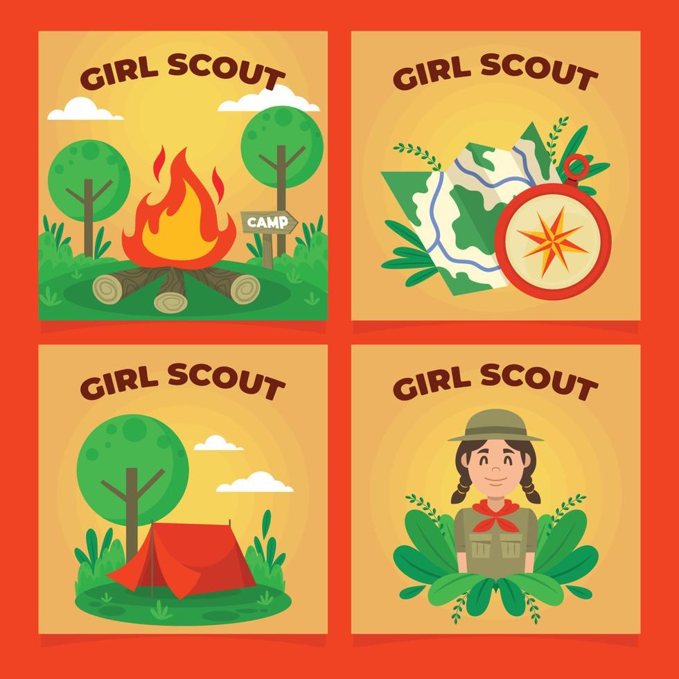 scout meisje social media bericht vector