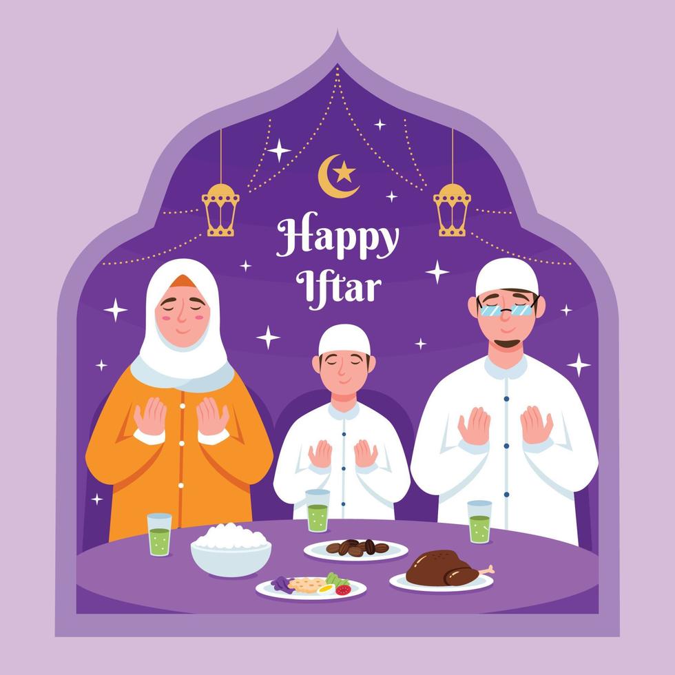 ramadhan iftar familieconcept vector