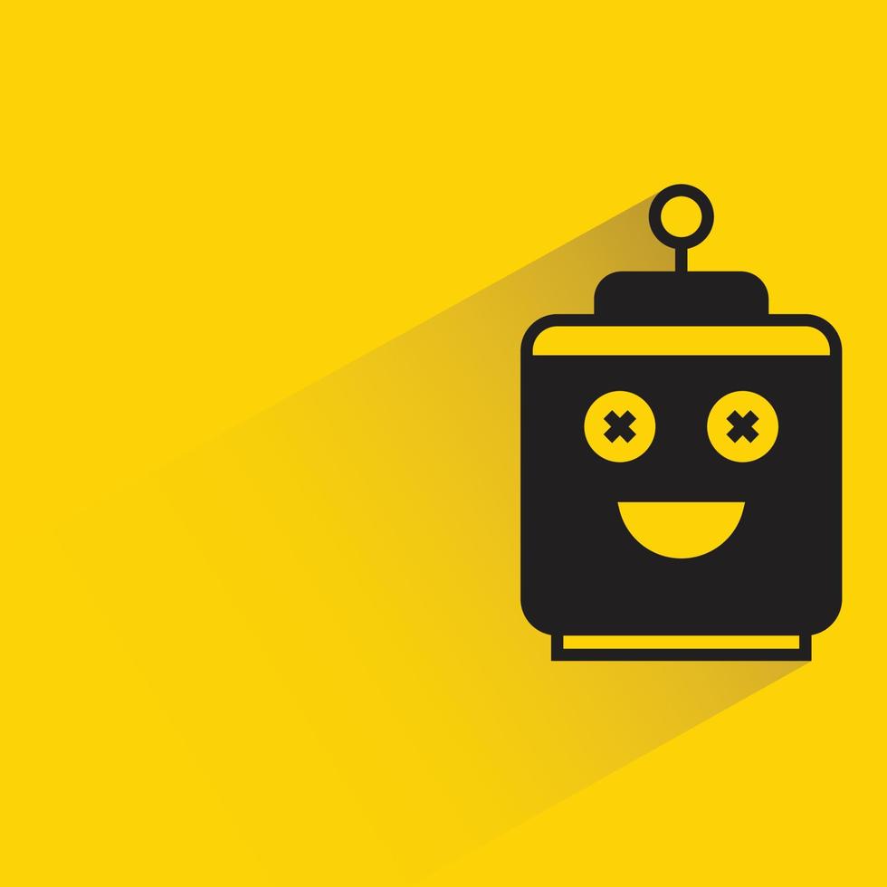 glimlach robot op gele achtergrond afbeelding vector