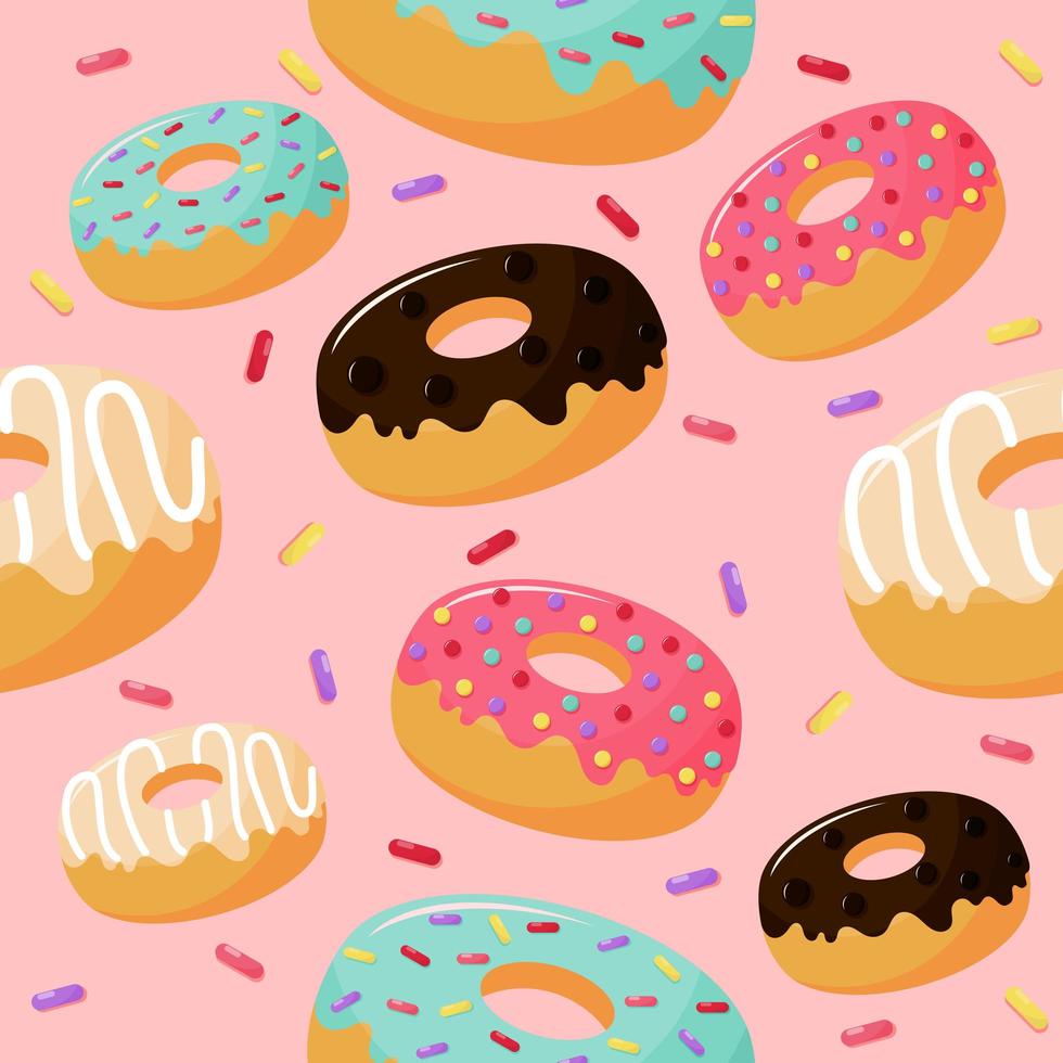 schattig zoet donuts naadloos patroon vector