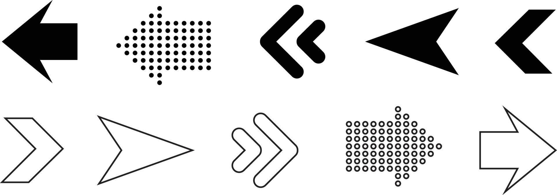 pijlen pictogrammen. pijl icoon. pijl vector collectie. pijl. cursor. moderne eenvoudige pijlen. vectorillustratie.