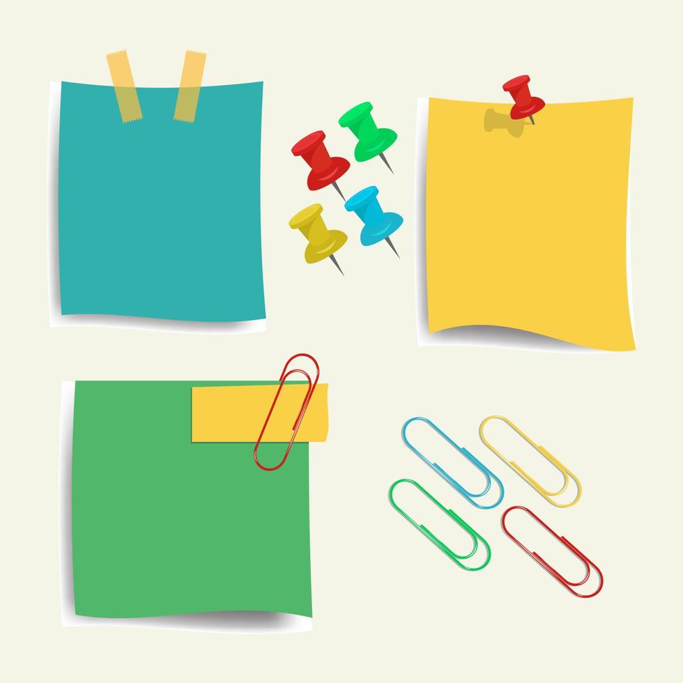 papieren met clips en pinnen papier vectorillustratie vector