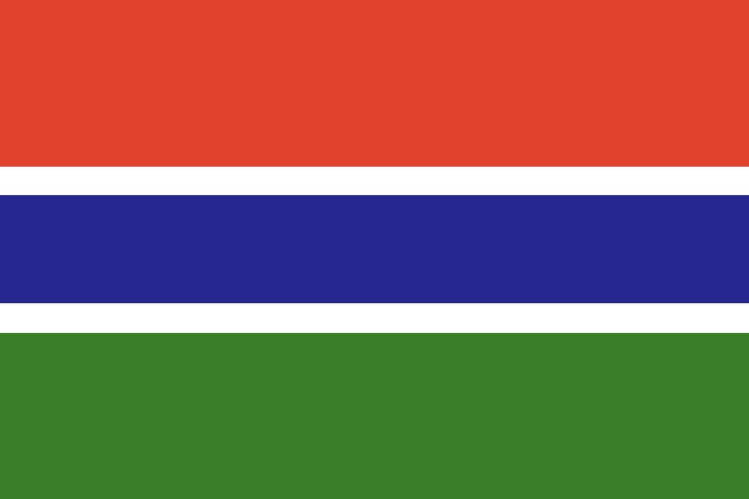 Gambiaanse vlag. officiële kleuren en verhoudingen. nationale vlag van Gambia. vector