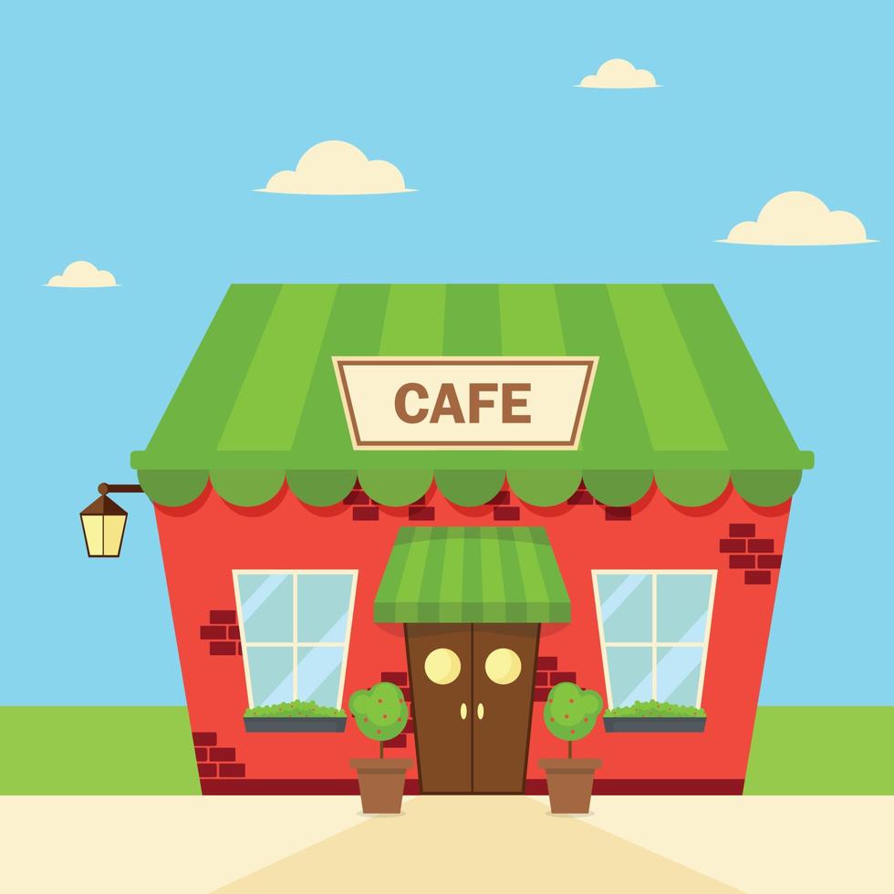 leuke en gezellige café-illustratie langs de weg vector