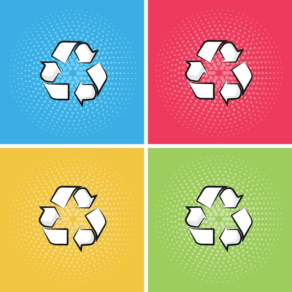 afvalrecycling teken gescheiden afvalinzameling in pop-art stijl vector