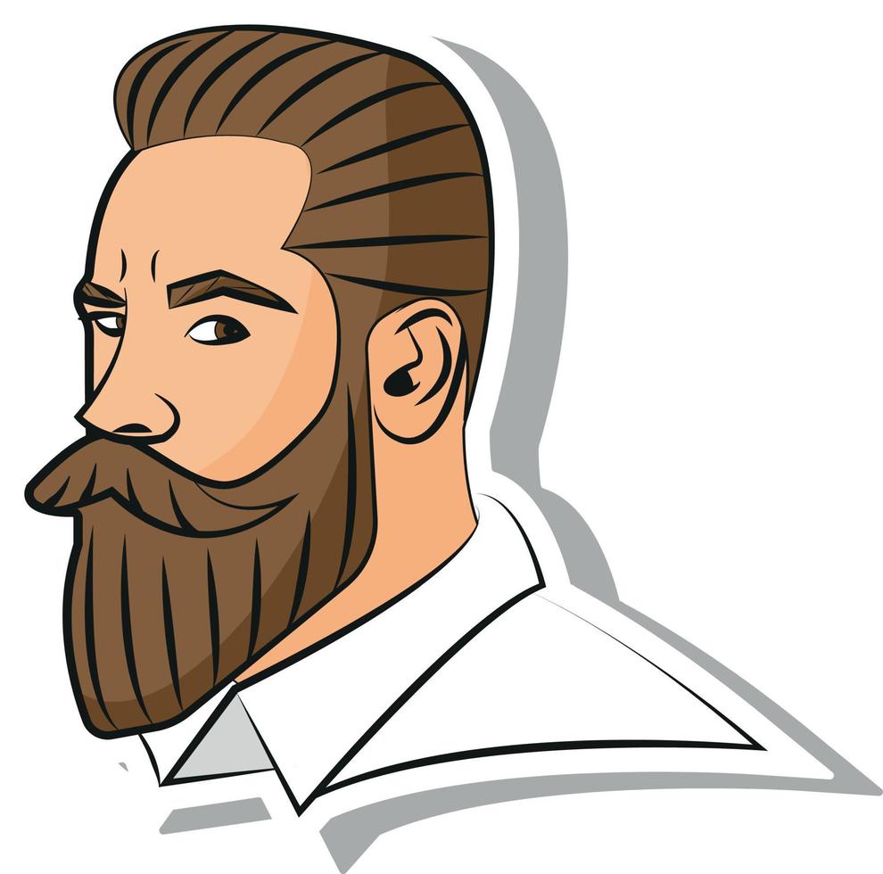knappe man met een baard voor een kapperszaak in pop-art stijl sticker vector