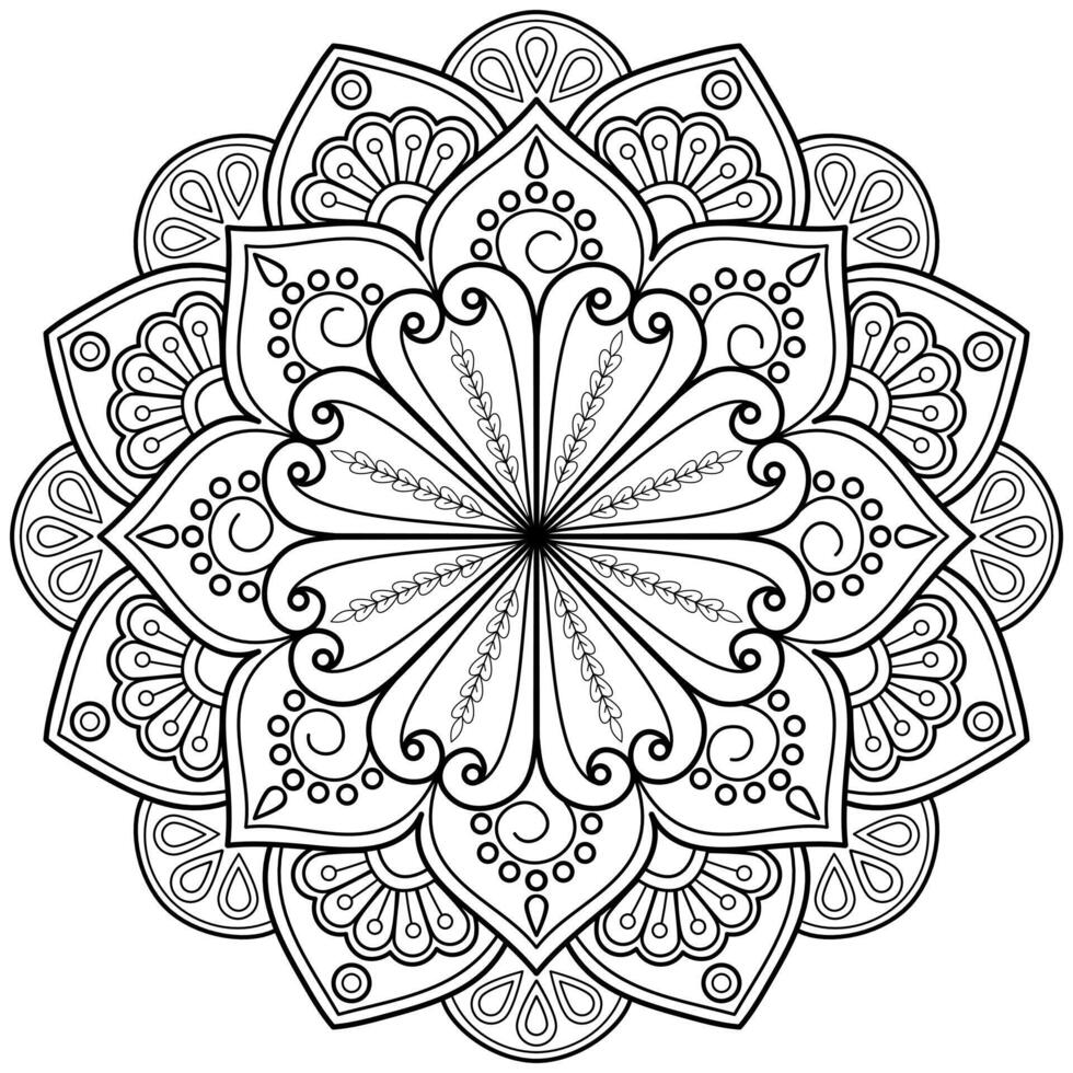 vector abstracte mandala patroon. kunst aan de muur. kleurboek kantpatroon de tatoeage. ontwerp voor een behangverf overhemd en tegelstickerontwerp, decoratief cirkelornament in etnisch oosterse stijl