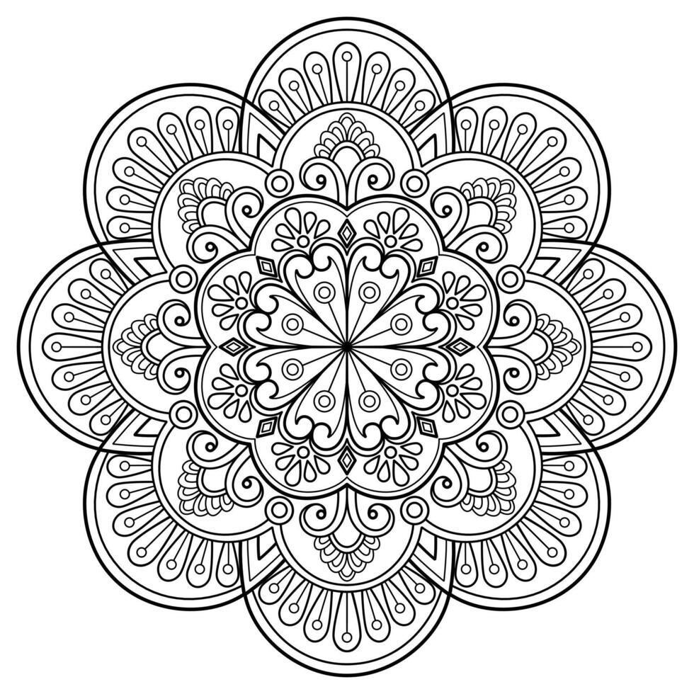 vector abstracte mandala patroon. kunst aan de muur. kleurboek kantpatroon de tatoeage. ontwerp voor een behangverf overhemd en tegelstickerontwerp, decoratief cirkelornament in etnisch oosterse stijl