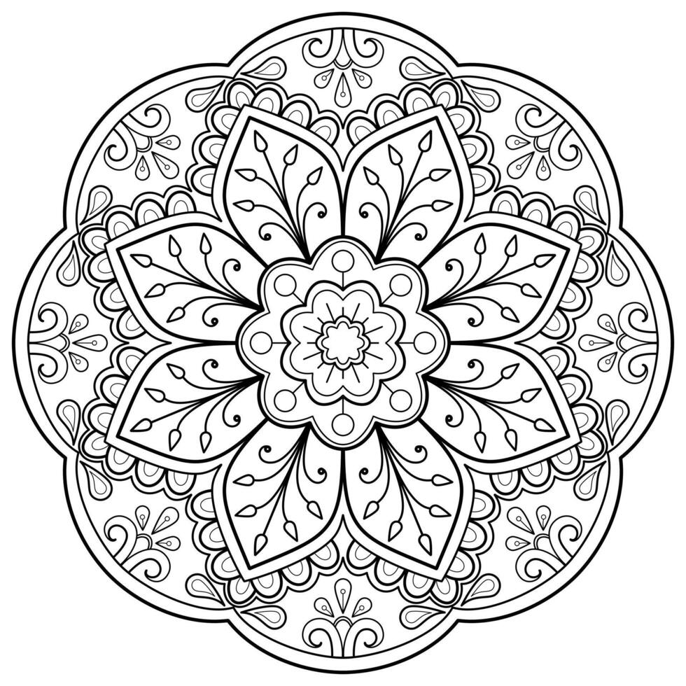 vector abstracte mandala patroon. kunst aan de muur. kleurboek kantpatroon de tatoeage. ontwerp voor een behangverf overhemd en tegelstickerontwerp, decoratief cirkelornament in etnisch oosterse stijl