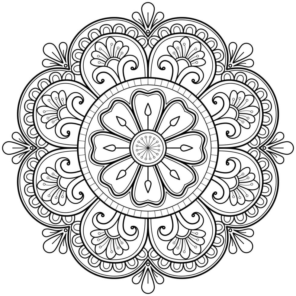 vector abstracte mandala patroon. kunst aan de muur. kleurboek kantpatroon de tatoeage. ontwerp voor een behangverf overhemd en tegelstickerontwerp, decoratief cirkelornament in etnisch oosterse stijl