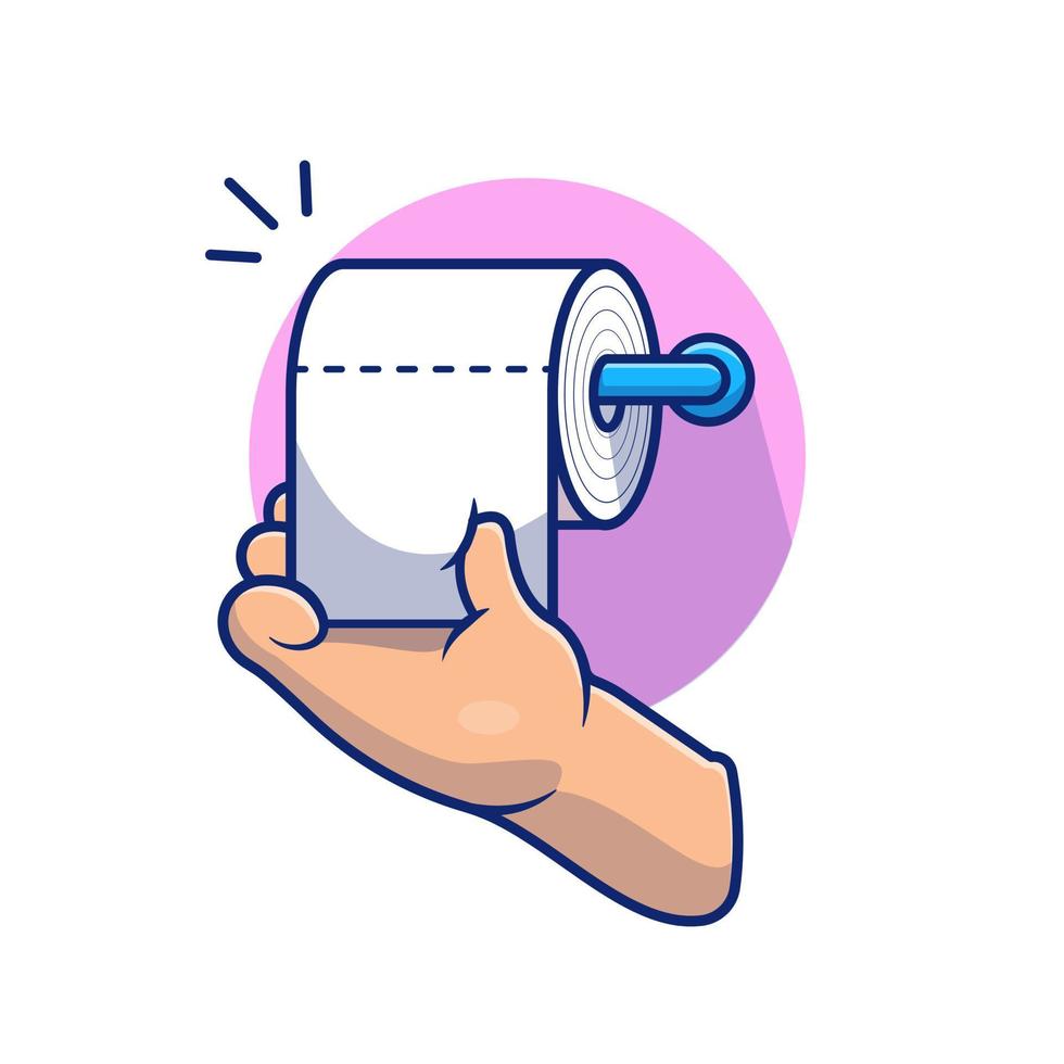 hand trekken toiletpapier roll cartoon pictogram vectorillustratie. mensen medische pictogram concept geïsoleerde premium vector. platte cartoonstijl vector