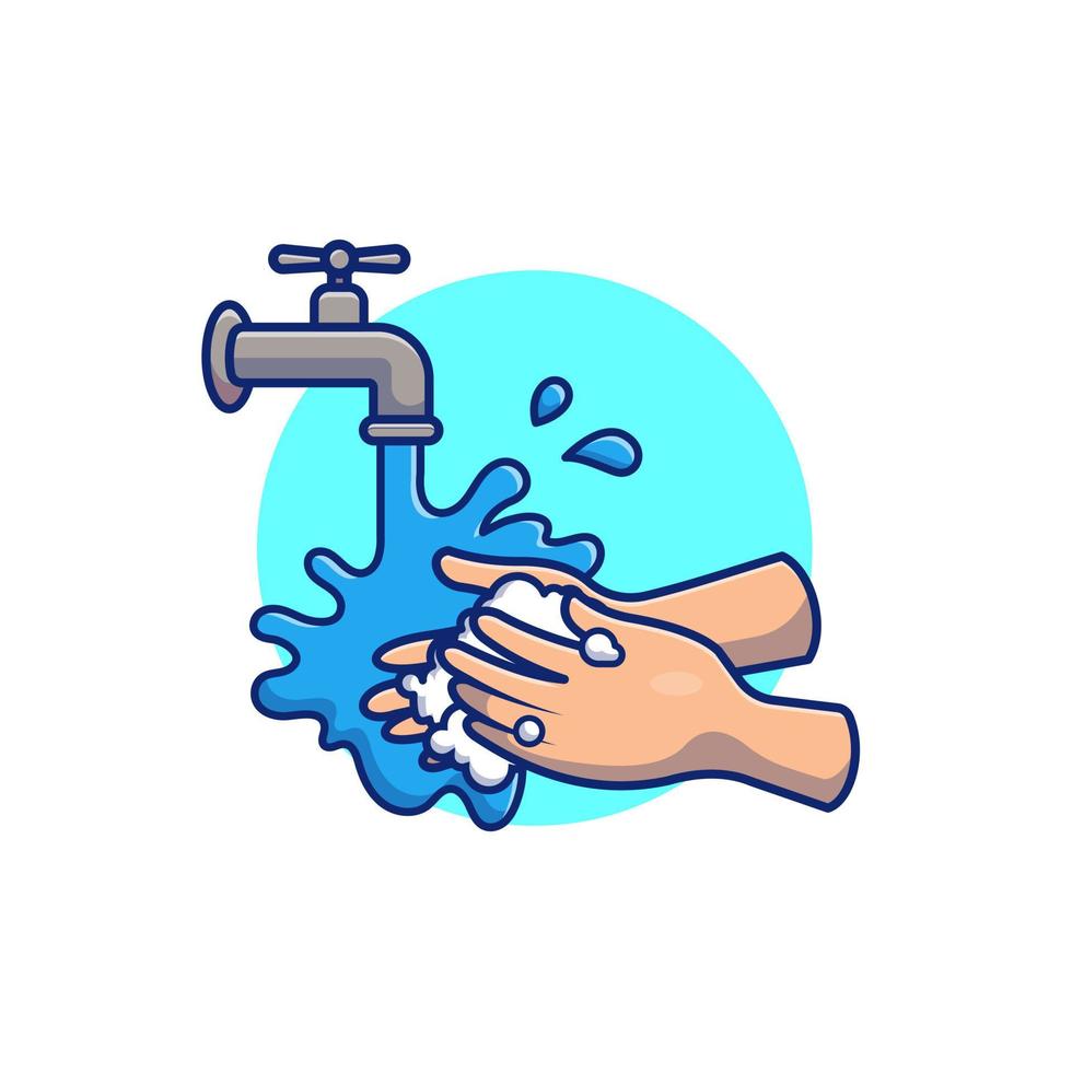 wassen hand cartoon vector pictogram illustratie. mensen medische pictogram concept geïsoleerde premium vector. platte cartoonstijl