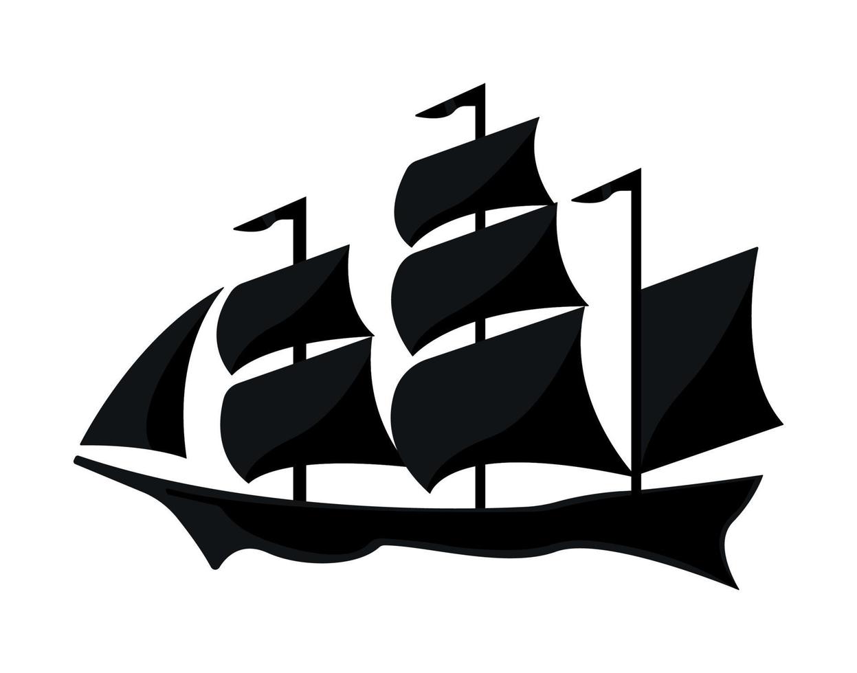 oud schip, zeilschip silhouet illustratie. vector
