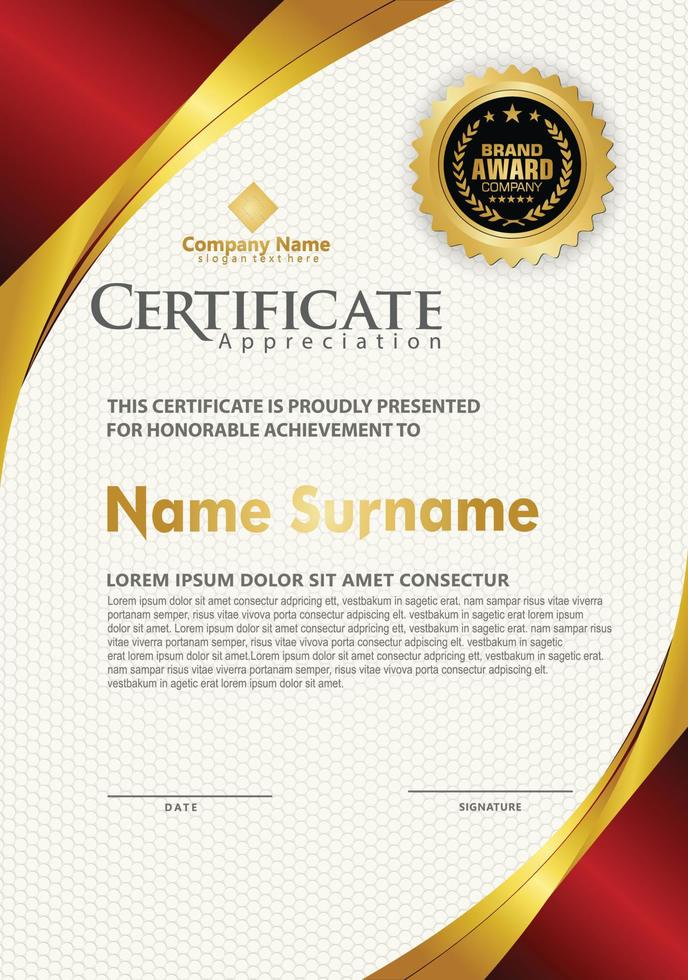 luxe en elegante certificaatsjabloon met modern patroon vector