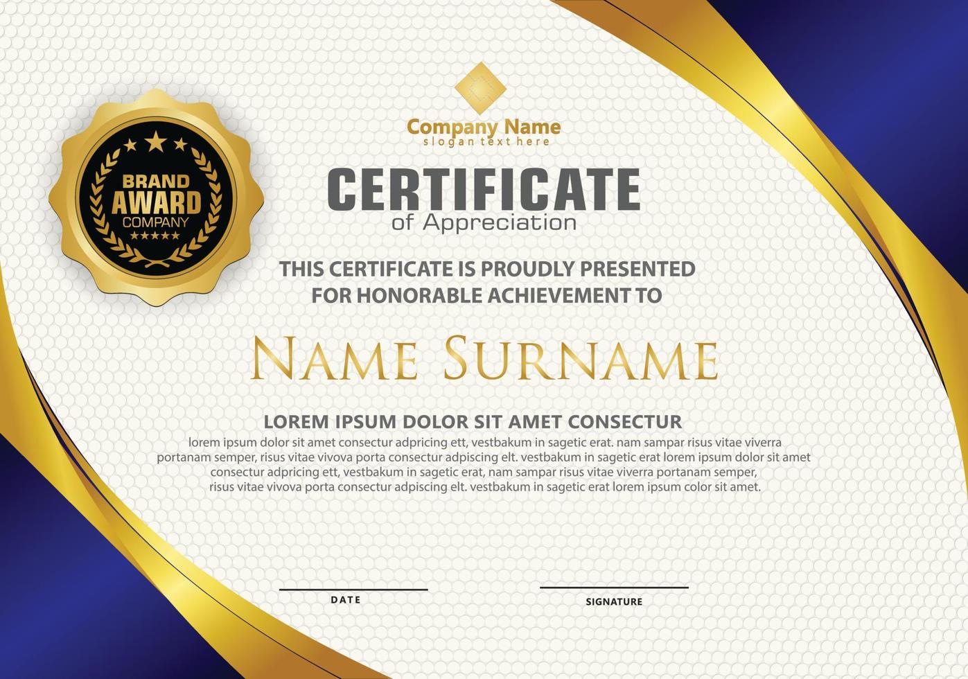 luxe en elegante certificaatsjabloon met modern patroon vector