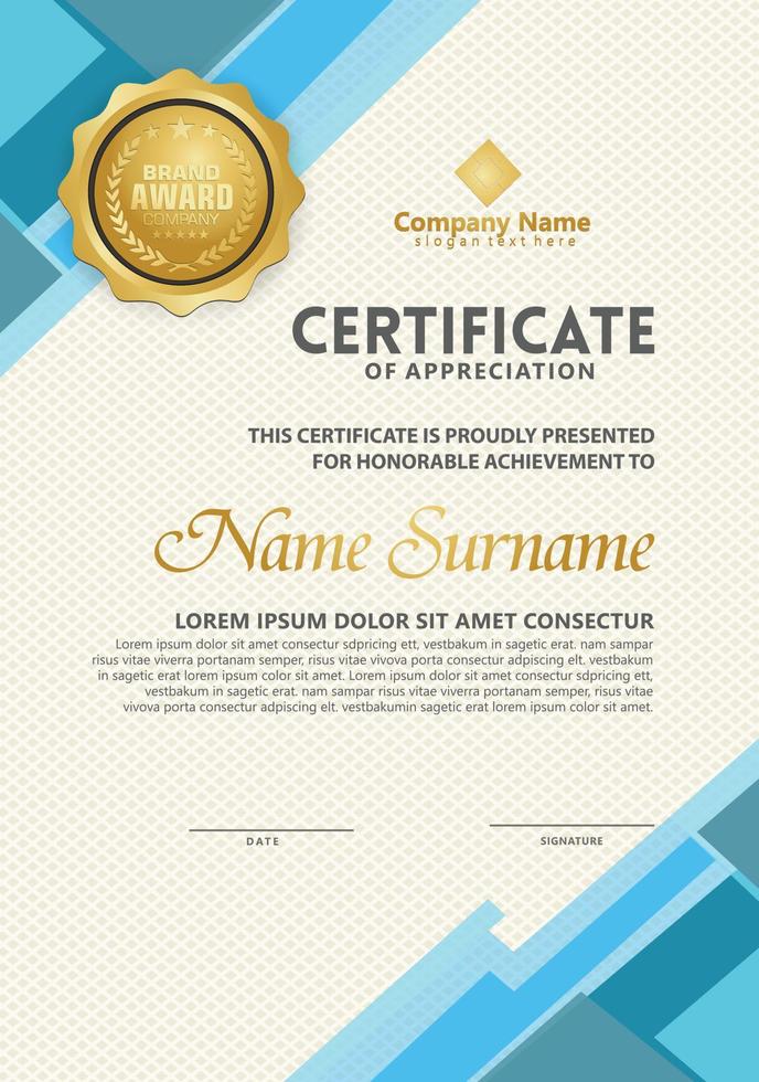 certificaatsjabloon met modern patroon, diploma, vectorillustratie vector