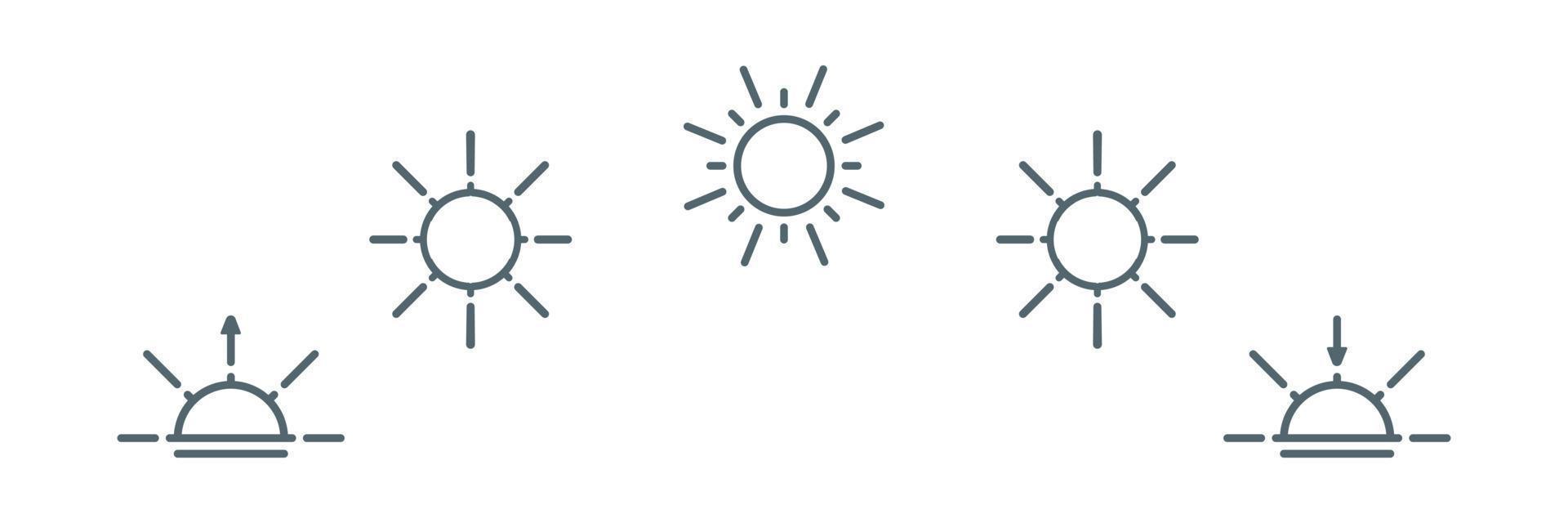 verander dag- en nachtcycluslijnpictogram. bewegingspad zon en maan. klok met de tijd van de dag. cirkel met pijl zon en maan. vector illustratie