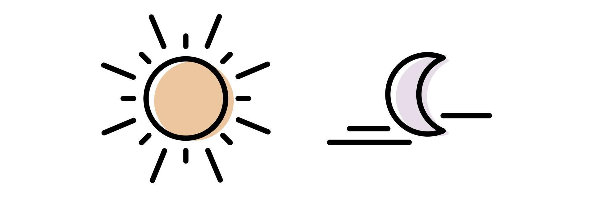 verander dag- en nachtcycluslijnpictogram. bewegingspad zon en maan. klok met de tijd van de dag. cirkel met pijl zon en maan. vector illustratie
