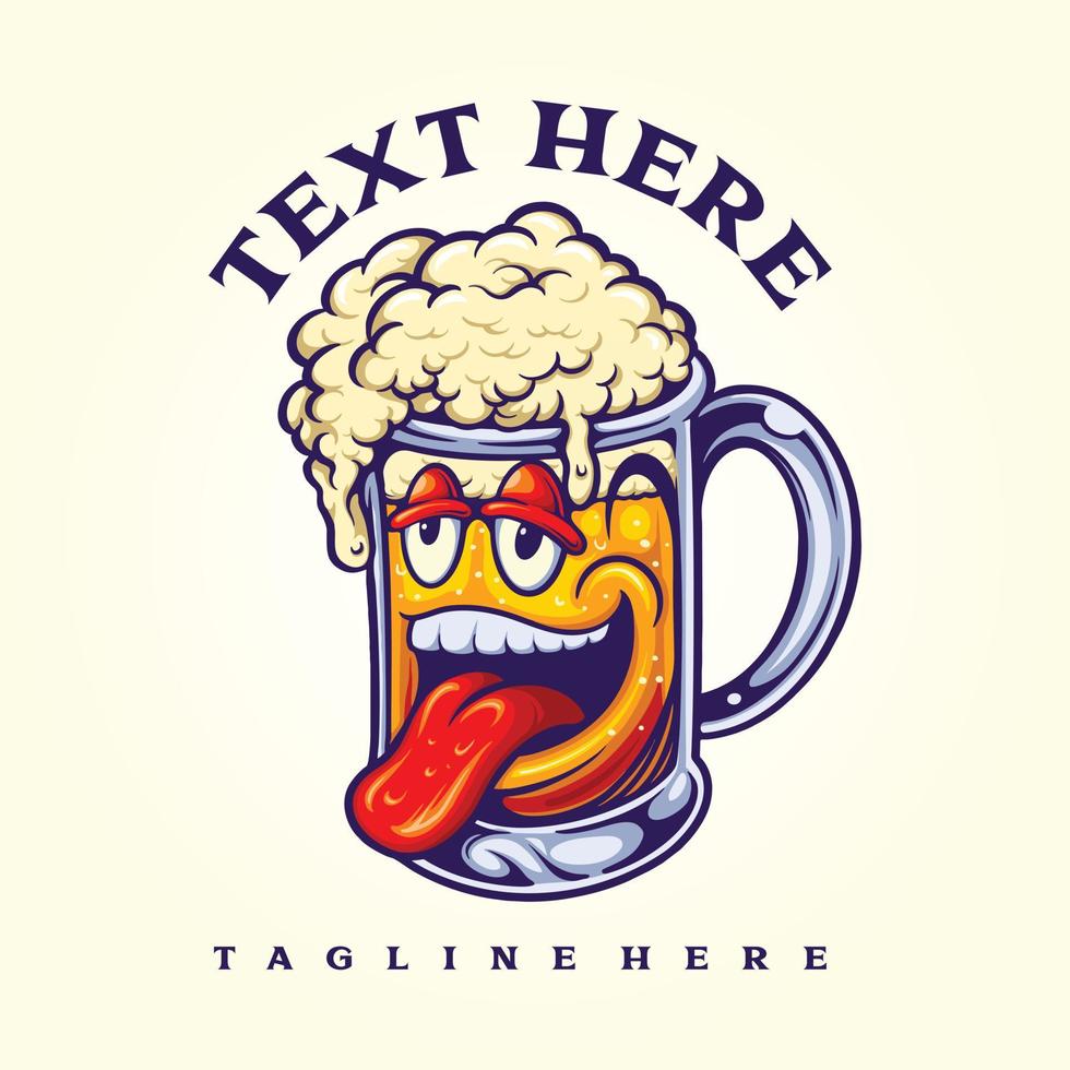 grappige bierglas cartoon mascotte vectorillustraties voor uw werk logo, mascotte merchandise t-shirt, stickers en labelontwerpen, poster, wenskaarten reclame bedrijf of merken. vector