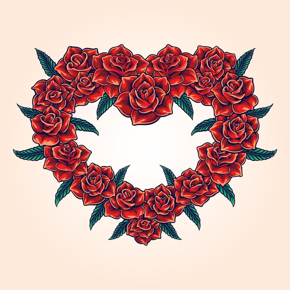 hart vorm bloem rode roos valentijn vector illustraties
