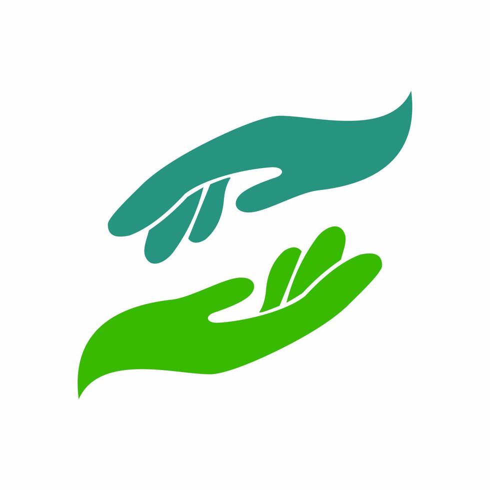 groene hand zorg vector pictogram logo
