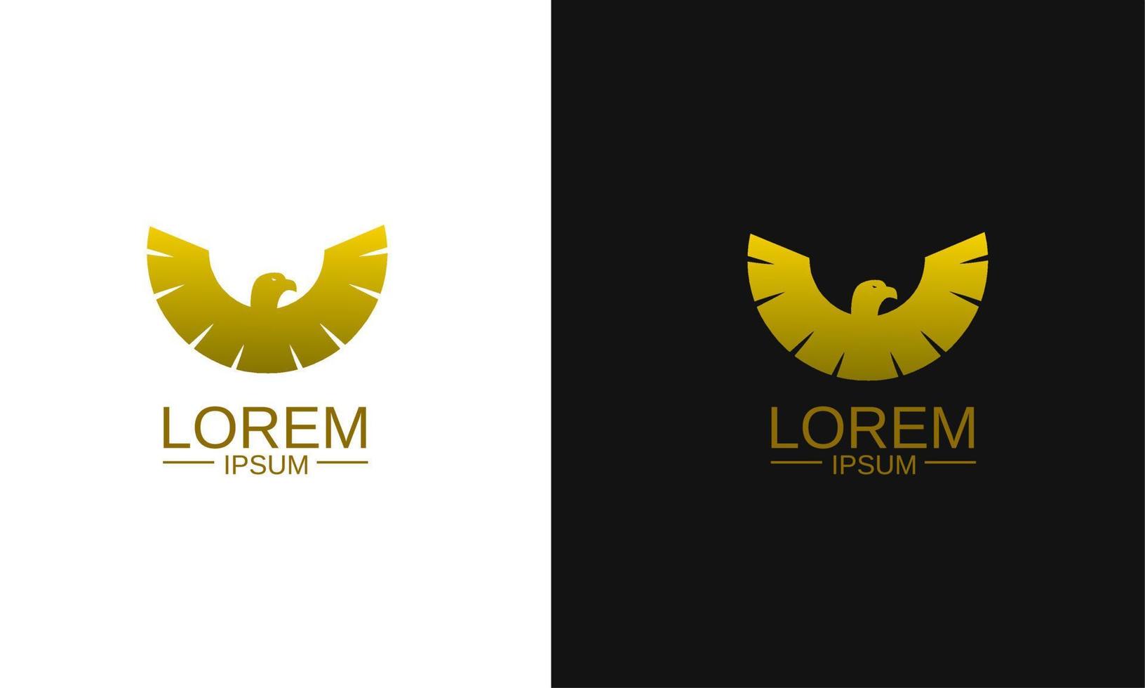 sjabloon logo adelaar gespreide vleugel gouden kleur vector