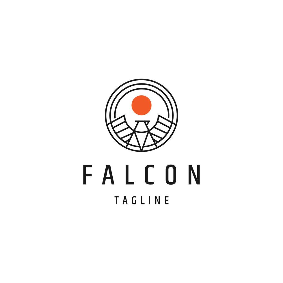 Falcon lijn logo pictogram ontwerp sjabloon platte vector