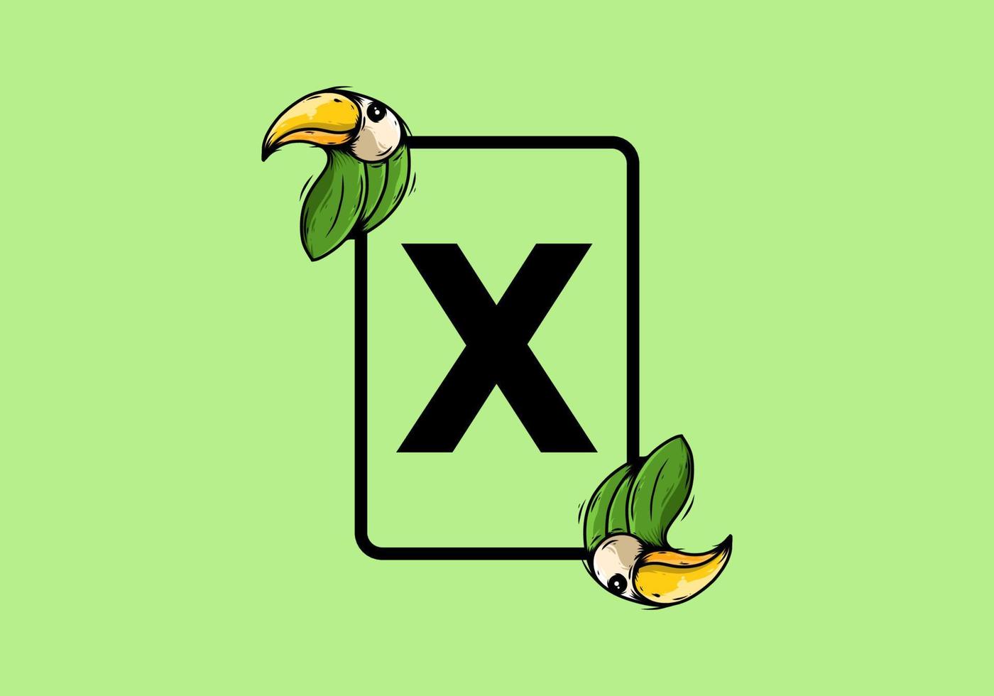 groene vogel met x beginletter vector