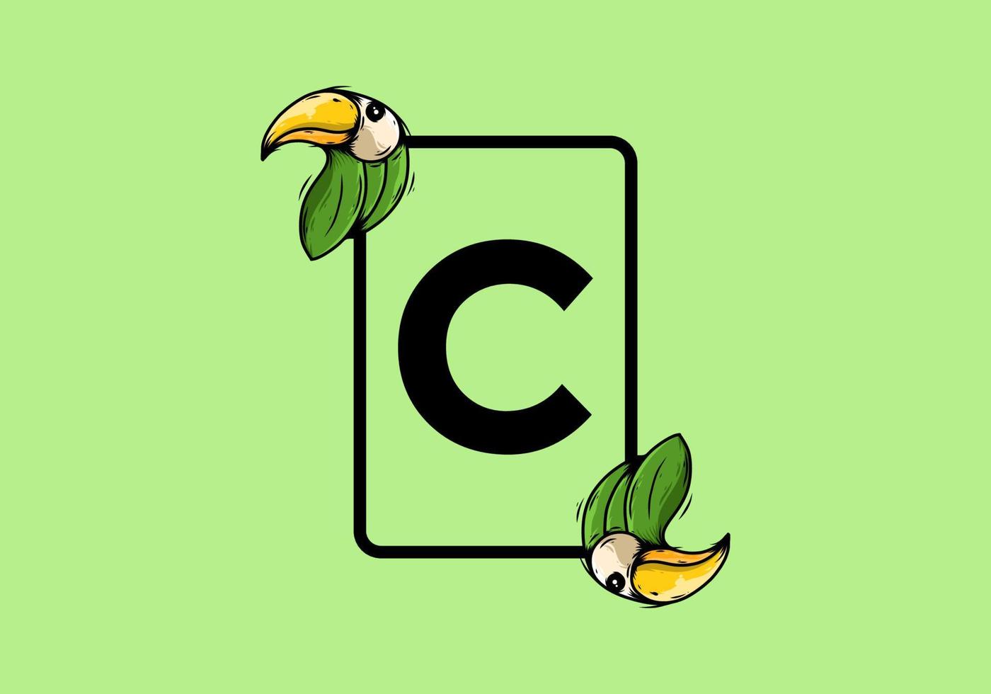 groene vogel met c beginletter vector