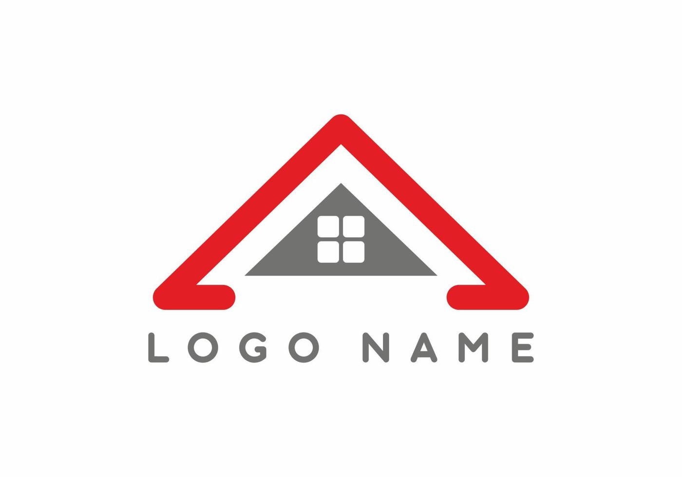 grijs rood dak voor onroerend goed logo vector